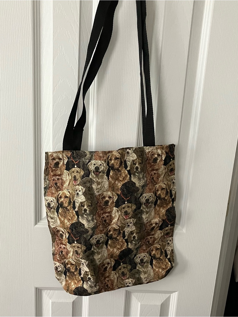 Dog Pattern Hand Embroidered Tote Bag
